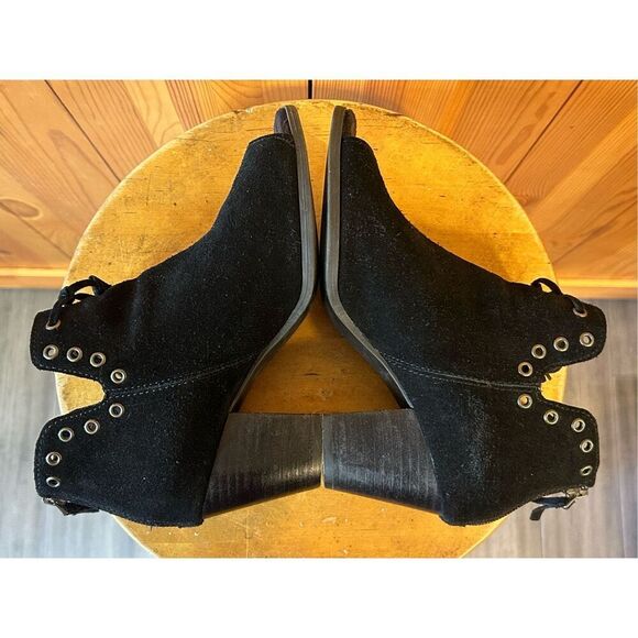 Minnetonka Boots Suede Leather Eyelets Back Zipper Open Toe Womens Size 7 - Picture 6 of 8